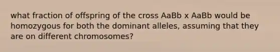 what fraction of offspring of the cross AaBb x AaBb would be homozygous for both the dominant alleles, assuming that they are on different chromosomes?