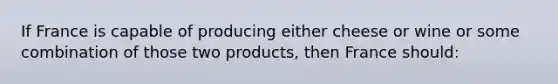 If France is capable of producing either cheese or wine or some combination of those two products, then France should: