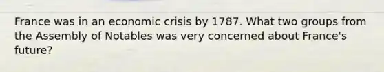 France was in an economic crisis by 1787. What two groups from the Assembly of Notables was very concerned about France's future?