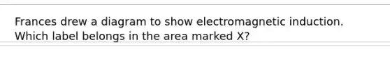 Frances drew a diagram to show electromagnetic induction. Which label belongs in the area marked X?