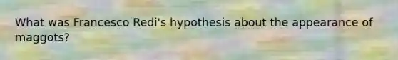 What was Francesco Redi's hypothesis about the appearance of maggots?