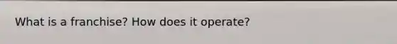 What is a franchise? How does it operate?