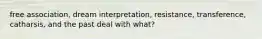 free association, dream interpretation, resistance, transference, catharsis, and the past deal with what?