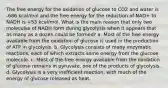 The free energy for the oxidation of glucose to CO2 and water is -686 kcal/mol and the free energy for the reduction of NAD+ to NADH is +53 kcal/mol. What is the main reason that only two molecules of NADH form during glycolysis when it appears that as many as a dozen could be formed? a. Most of the free energy available from the oxidation of glucose is used in the production of ATP in glycolysis. b. Glycolysis consists of many enzymatic reactions, each of which extracts some energy from the glucose molecule. c. Most of the free energy available from the oxidation of glucose remains in pyruvate, one of the products of glycolysis. d. Glycolysis is a very inefficient reaction, with much of the energy of glucose released as heat.