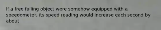 If a free falling object were somehow equipped with a speedometer, its speed reading would increase each second by about