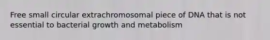 Free small circular extrachromosomal piece of DNA that is not essential to bacterial growth and metabolism