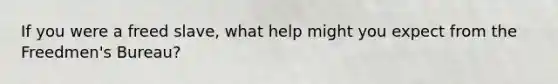 If you were a freed slave, what help might you expect from the Freedmen's Bureau?