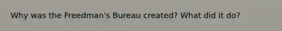 Why was the Freedman's Bureau created? What did it do?
