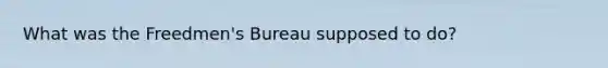 What was the Freedmen's Bureau supposed to do?