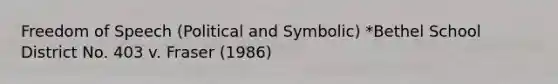 Freedom of Speech (Political and Symbolic) *Bethel School District No. 403 v. Fraser (1986)