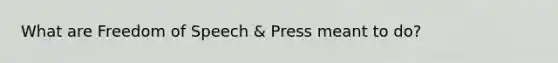 What are Freedom of Speech & Press meant to do?