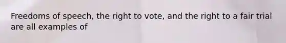 Freedoms of speech, the right to vote, and the right to a fair trial are all examples of