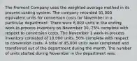 The Fremont Company uses the weighted-average method in its process costing system. The company recorded 51,000 equivalent units for conversion costs for November in a particular department. There were 8,000 units in the ending work-in-process inventory on November 30, 75% complete with respect to conversion costs. The November 1 work-in-process inventory consisted of 10,000 units, 50% complete with respect to conversion costs. A total of 45,000 units were completed and transferred out of the department during the month. The number of units started during November in the department was: