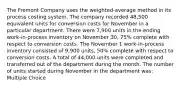 The Fremont Company uses the weighted-average method in its process costing system. The company recorded 48,500 equivalent units for conversion costs for November in a particular department. There were 7,900 units in the ending work-in-process inventory on November 30, 75% complete with respect to conversion costs. The November 1 work-in-process inventory consisted of 9,900 units, 50% complete with respect to conversion costs. A total of 44,000 units were completed and transferred out of the department during the month. The number of units started during November in the department was: Multiple Choice