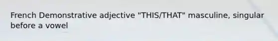 French Demonstrative adjective "THIS/THAT" masculine, singular before a vowel