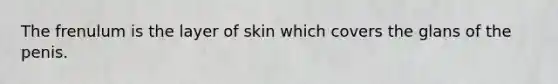 The frenulum is the layer of skin which covers the glans of the penis.