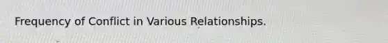 Frequency of Conflict in Various Relationships.