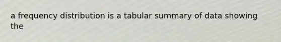 a <a href='https://www.questionai.com/knowledge/kBageYpRHz-frequency-distribution' class='anchor-knowledge'>frequency distribution</a> is a tabular summary of data showing the