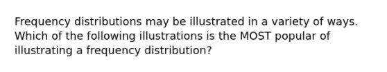 Frequency distributions may be illustrated in a variety of ways. Which of the following illustrations is the MOST popular of illustrating a frequency distribution?