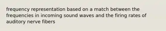 frequency representation based on a match between the frequencies in incoming sound waves and the firing rates of auditory nerve fibers