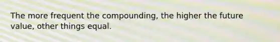 The more frequent the compounding, the higher the future value, other things equal.