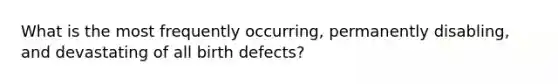 What is the most frequently occurring, permanently disabling, and devastating of all birth defects?