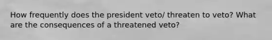 How frequently does the president veto/ threaten to veto? What are the consequences of a threatened veto?