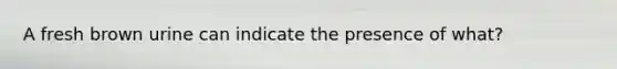 A fresh brown urine can indicate the presence of what?