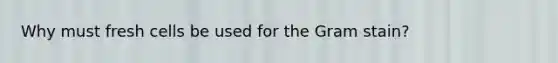 Why must fresh cells be used for the Gram stain?