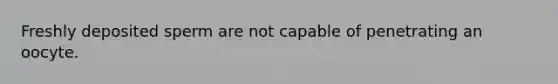 Freshly deposited sperm are not capable of penetrating an oocyte.