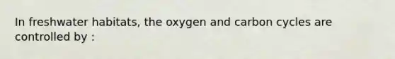 In freshwater habitats, the oxygen and carbon cycles are controlled by :