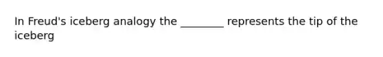 In Freud's iceberg analogy the ________ represents the tip of the iceberg