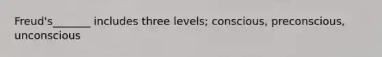 Freud's_______ includes three levels; conscious, preconscious, unconscious