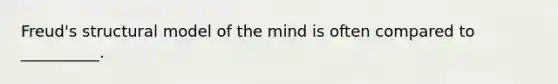 Freud's structural model of the mind is often compared to __________.