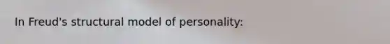 In Freud's structural model of personality: