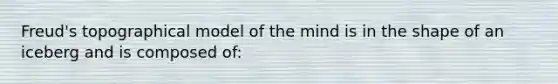 Freud's topographical model of the mind is in the shape of an iceberg and is composed of: