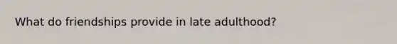 What do friendships provide in late adulthood?