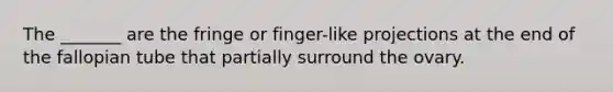 The _______ are the fringe or finger-like projections at the end of the fallopian tube that partially surround the ovary.