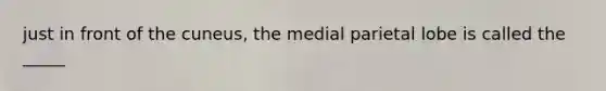 just in front of the cuneus, the medial parietal lobe is called the _____