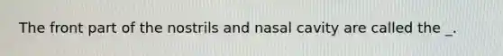 The front part of the nostrils and nasal cavity are called the _.