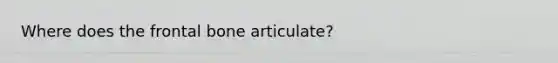 Where does the frontal bone articulate?