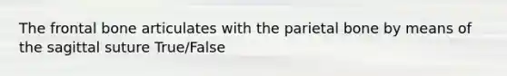 The frontal bone articulates with the parietal bone by means of the sagittal suture True/False