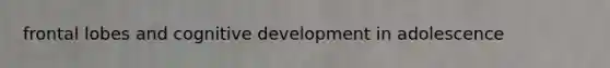 frontal lobes and cognitive development in adolescence