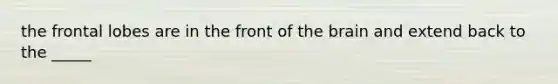 the frontal lobes are in the front of the brain and extend back to the _____