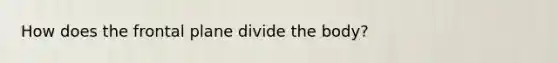 How does the frontal plane divide the body?