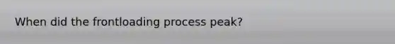 When did the frontloading process peak?