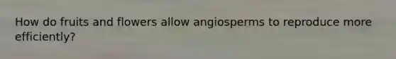 How do fruits and flowers allow angiosperms to reproduce more efficiently?