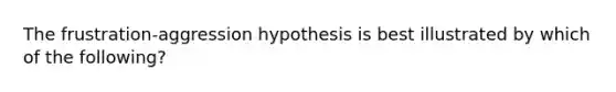 The frustration-aggression hypothesis is best illustrated by which of the following?