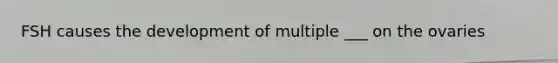 FSH causes the development of multiple ___ on the ovaries