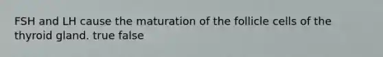 FSH and LH cause the maturation of the follicle cells of the thyroid gland. true false